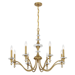 Champlain Eight Light Chandelier in Warm Brass