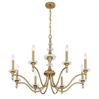 Champlain Eight Light Chandelier in Warm Brass