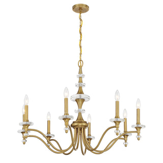 Champlain Eight Light Chandelier in Warm Brass