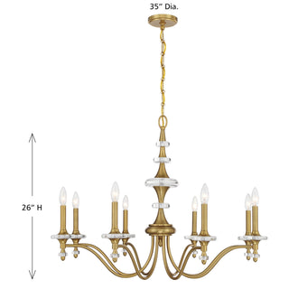 Champlain Eight Light Chandelier in Warm Brass