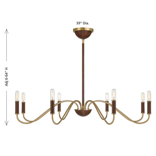 Abeline Eight Light Chandelier in Warm Brass
