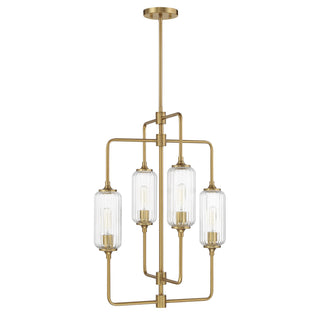 Holton Four Light Chandelier in Warm Brass