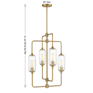 Holton Four Light Chandelier in Warm Brass