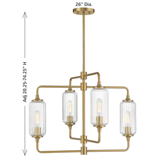 Holton Four Light Chandelier in Warm Brass