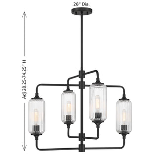 Holton Four Light Chandelier in Matte Black