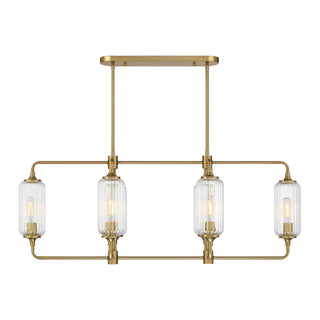 Holton Six Light Linear Chandelier in Warm Brass