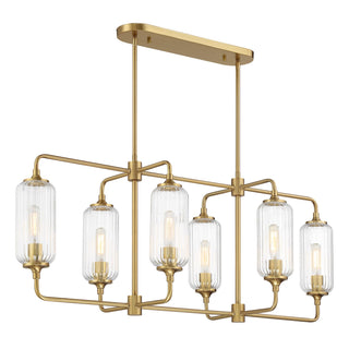 Holton Six Light Linear Chandelier in Warm Brass