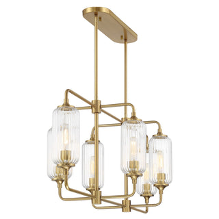 Holton Six Light Linear Chandelier in Warm Brass