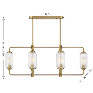 Holton Six Light Linear Chandelier in Warm Brass