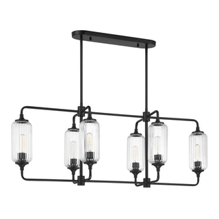 Holton Six Light Linear Chandelier in Matte Black