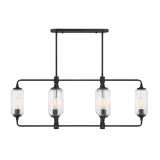 Holton Six Light Linear Chandelier in Matte Black