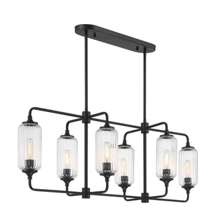 Holton Six Light Linear Chandelier in Matte Black