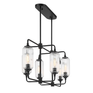 Holton Six Light Linear Chandelier in Matte Black