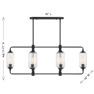 Holton Six Light Linear Chandelier in Matte Black