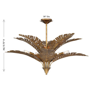 Palmera Ten Light Chandelier in Gold Vein