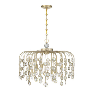 Irina Six Light Chandelier in Noble Brass