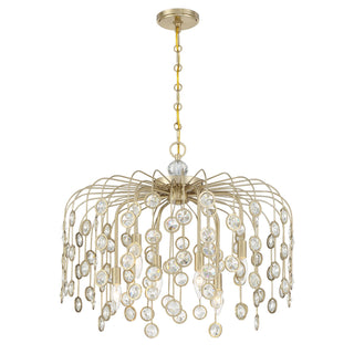 Irina Six Light Chandelier in Noble Brass
