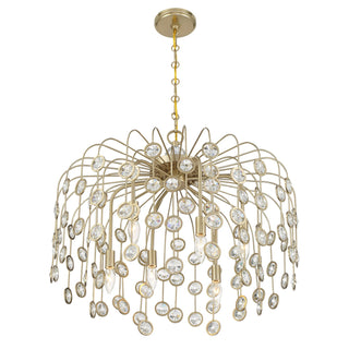 Irina Six Light Chandelier in Noble Brass