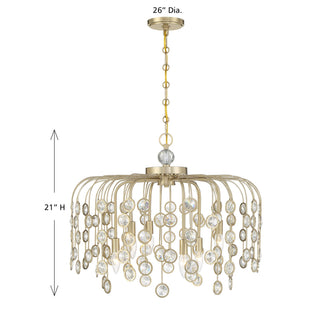 Irina Six Light Chandelier in Noble Brass