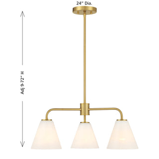 Blair Three Light Chandelier in Warm Brass