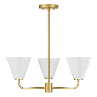 Blair Three Light Chandelier in Warm Brass