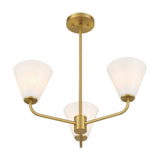 Blair Three Light Chandelier in Warm Brass