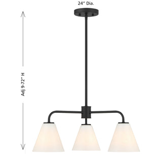 Blair Three Light Chandelier in Matte Black