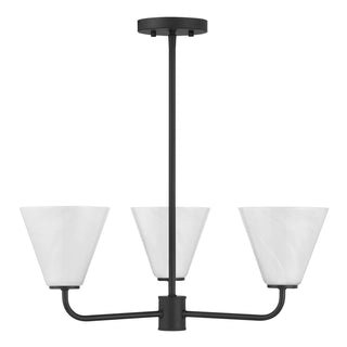 Blair Three Light Chandelier in Matte Black