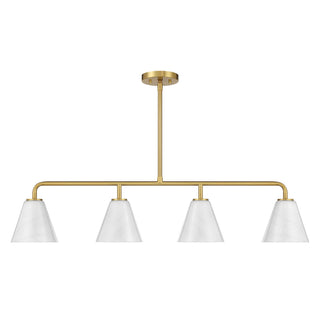 Blair Four Light Linear Chandelier in Warm Brass