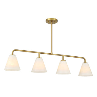 Blair Four Light Linear Chandelier in Warm Brass