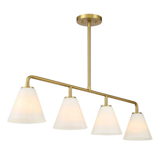 Blair Four Light Linear Chandelier in Warm Brass