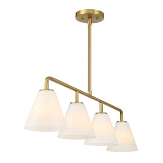 Blair Four Light Linear Chandelier in Warm Brass