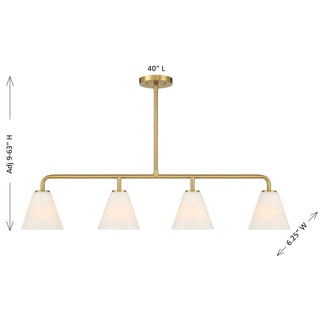 Blair Four Light Linear Chandelier in Warm Brass