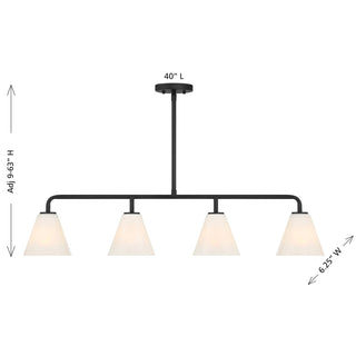 Blair Four Light Linear Chandelier in Matte Black