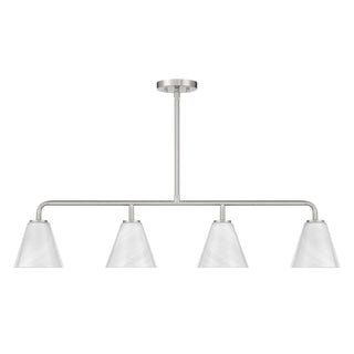 Blair Four Light Linear Chandelier in Satin Nickel