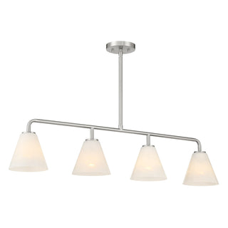Blair Four Light Linear Chandelier in Satin Nickel