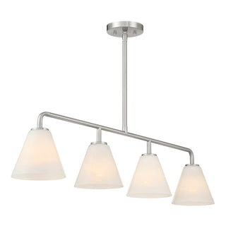 Blair Four Light Linear Chandelier in Satin Nickel