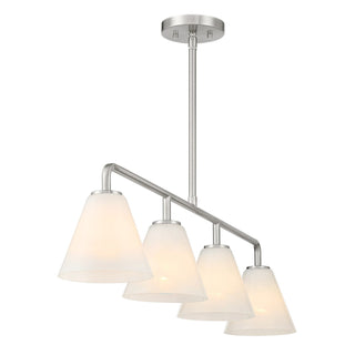 Blair Four Light Linear Chandelier in Satin Nickel