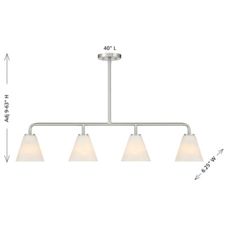 Blair Four Light Linear Chandelier in Satin Nickel