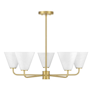 Blair Five Light Chandelier in Warm Brass