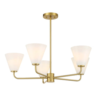 Blair Five Light Chandelier in Warm Brass