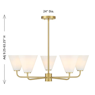 Blair Five Light Chandelier in Warm Brass