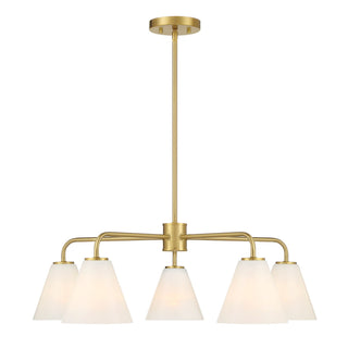 Blair Five Light Chandelier in Warm Brass