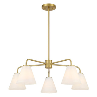 Blair Five Light Chandelier in Warm Brass
