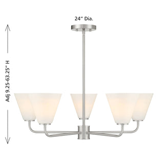 Blair Five Light Chandelier in Satin Nickel