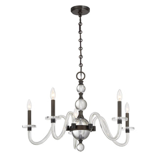 Aragon Five Light Chandelier in Mediterranean Bronze
