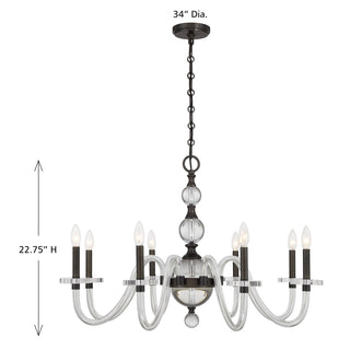 Aragon Eight Light Chandelier in Mediterranean Bronze