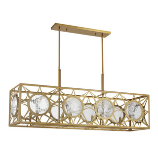 Balfour Eight Light Linear Chandelier in Warm Brass