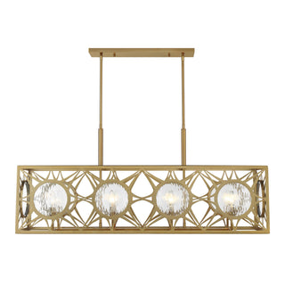 Balfour Eight Light Linear Chandelier in Warm Brass