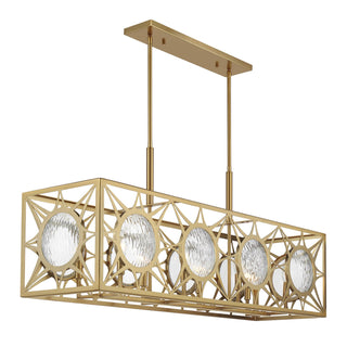 Balfour Eight Light Linear Chandelier in Warm Brass